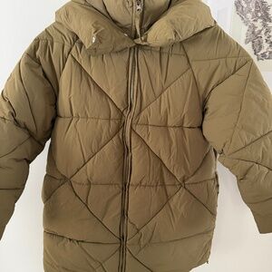 ASOS army green hooded puffer